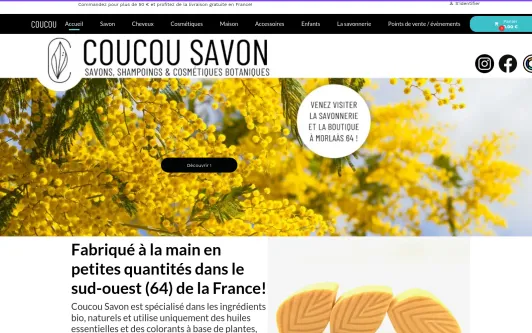Site exemple Coucou Savon, savonnerie artisanale et boutique à Morlaàs 64 
