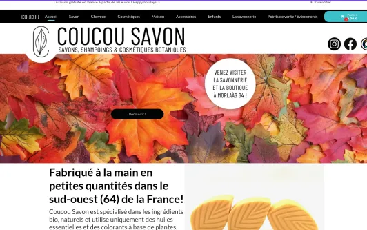 Site exemple Coucou Savon, savonnerie artisanale et boutique à Morlaàs 64 
