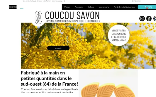 Site exemple Coucou Savon, savonnerie artisanale et boutique à Morlaàs 64 