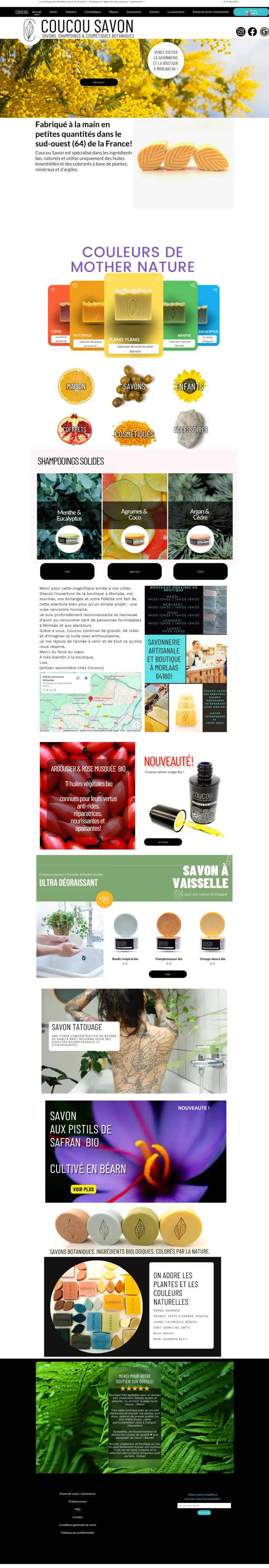 Coucou Savon, savonnerie artisanale et boutique à Morlaàs 64 