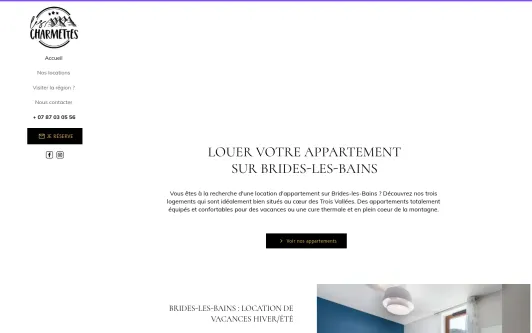 Site exemple Les Charmettes Brides - Location appartement Brides-les-Bains