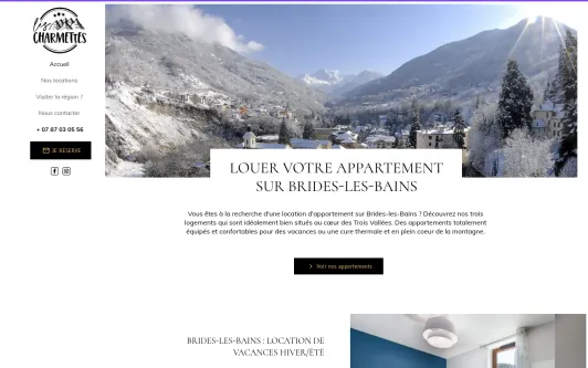 Ejemplo de sitio web Les Charmettes Brides - Location appartement Brides-les-Bains