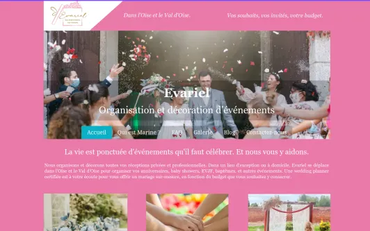 Ejemplo de sitio web Evariel - Vos événements sur-mesure