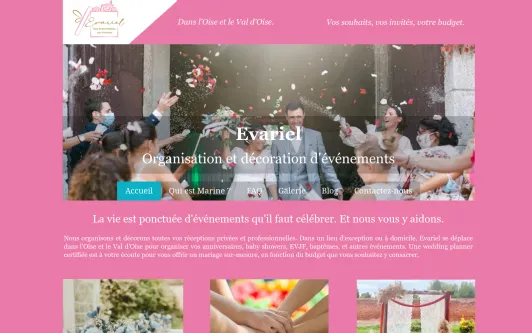 Ejemplo de sitio web Evariel - Vos événements sur-mesure