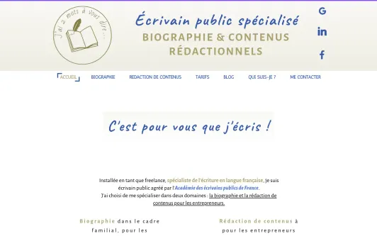 Example website Biographe pour particuliers et entreprises en Essonne 