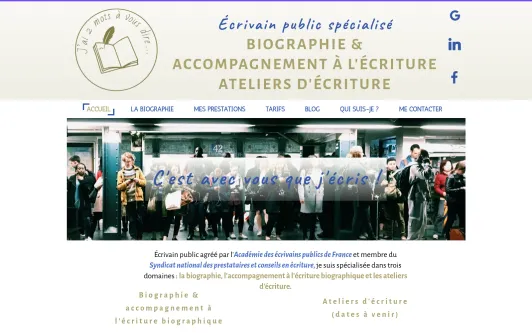 Ejemplo de sitio web Biographe pour particuliers et entreprises en Essonne 