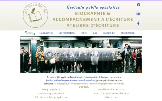Ejemplo de sitio web Biographe pour particuliers et entreprises en Essonne 