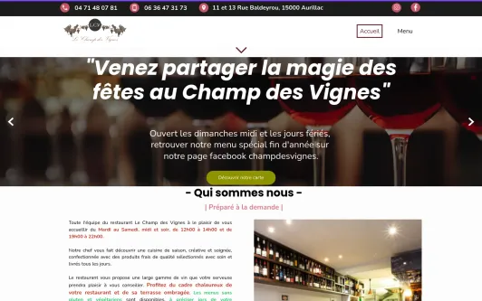 Ejemplo de sitio web Champ des Vignes - Restaurant à Aurillac