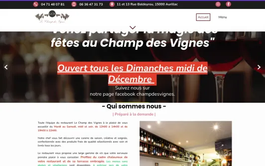 Ejemplo de sitio web Champ des Vignes - Restaurant à Aurillac