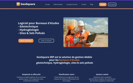 Ejemplo de sitio web 𝗚𝗲𝗼𝗦𝗾𝘂𝗮𝗿𝗲 – L’ERP SaaS métier des bureaux d’études