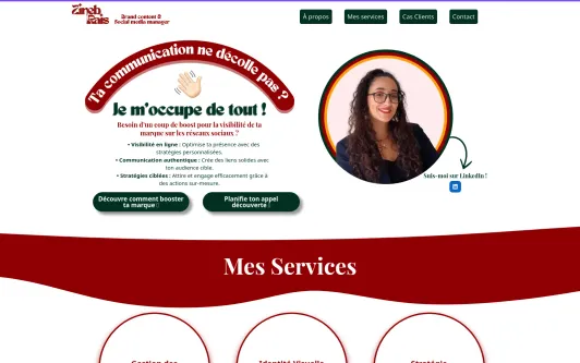 Example website Zineb Rais - Consultante en communication Freelance