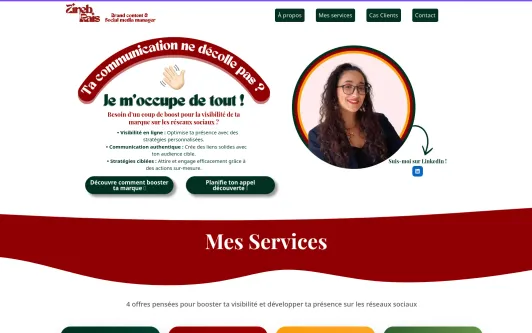 Ejemplo de sitio web Zineb Rais - Consultante en communication Freelance