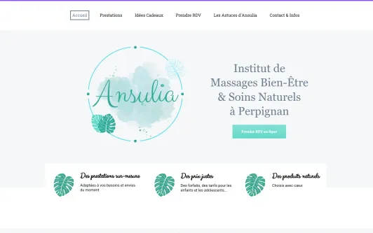 Example website Ansulia, bien-être et beauté au naturel
