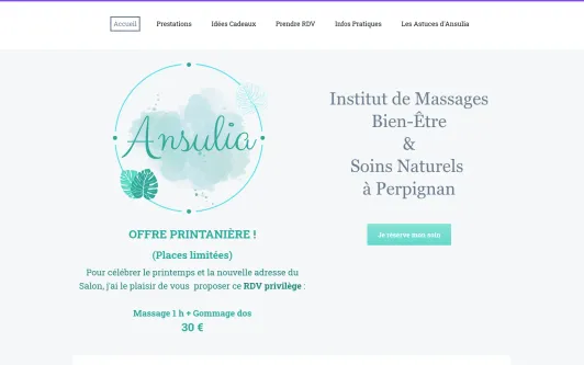 Ejemplo de sitio web Ansulia, bien-être et beauté au naturel