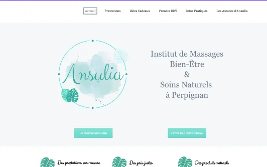 Ejemplo de sitio web Ansulia, bien-être et beauté au naturel