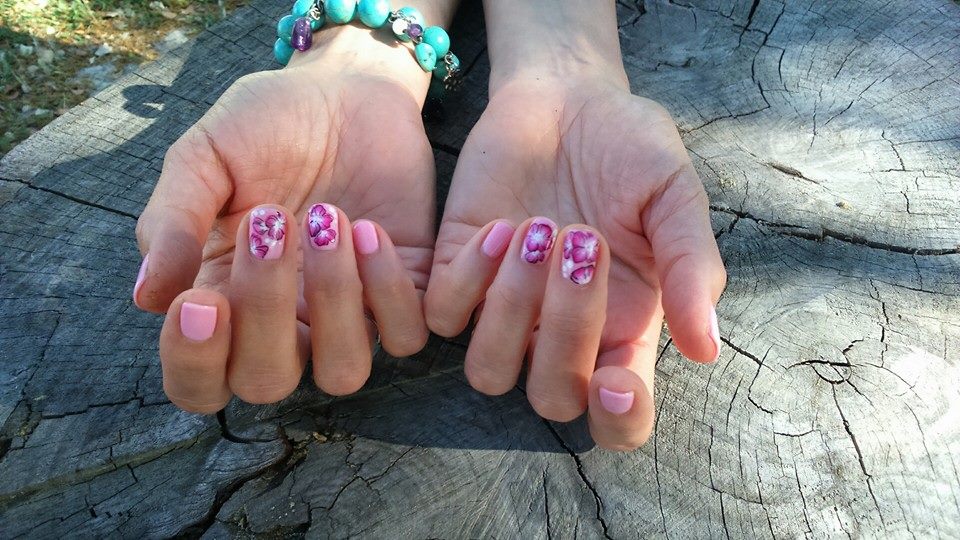 Soak off pink et one stroke rose