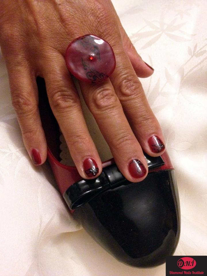 Soak off rouge et bague cree assortie