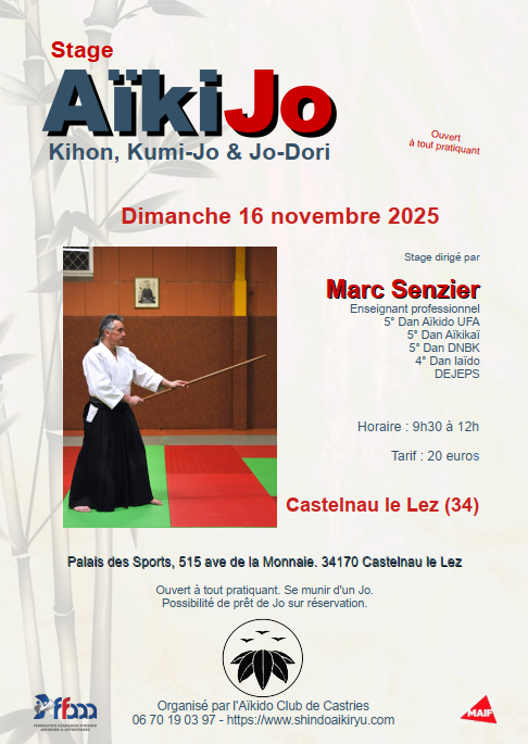 Stage Aïki-Jo, dimanche 16 novembre 2025
