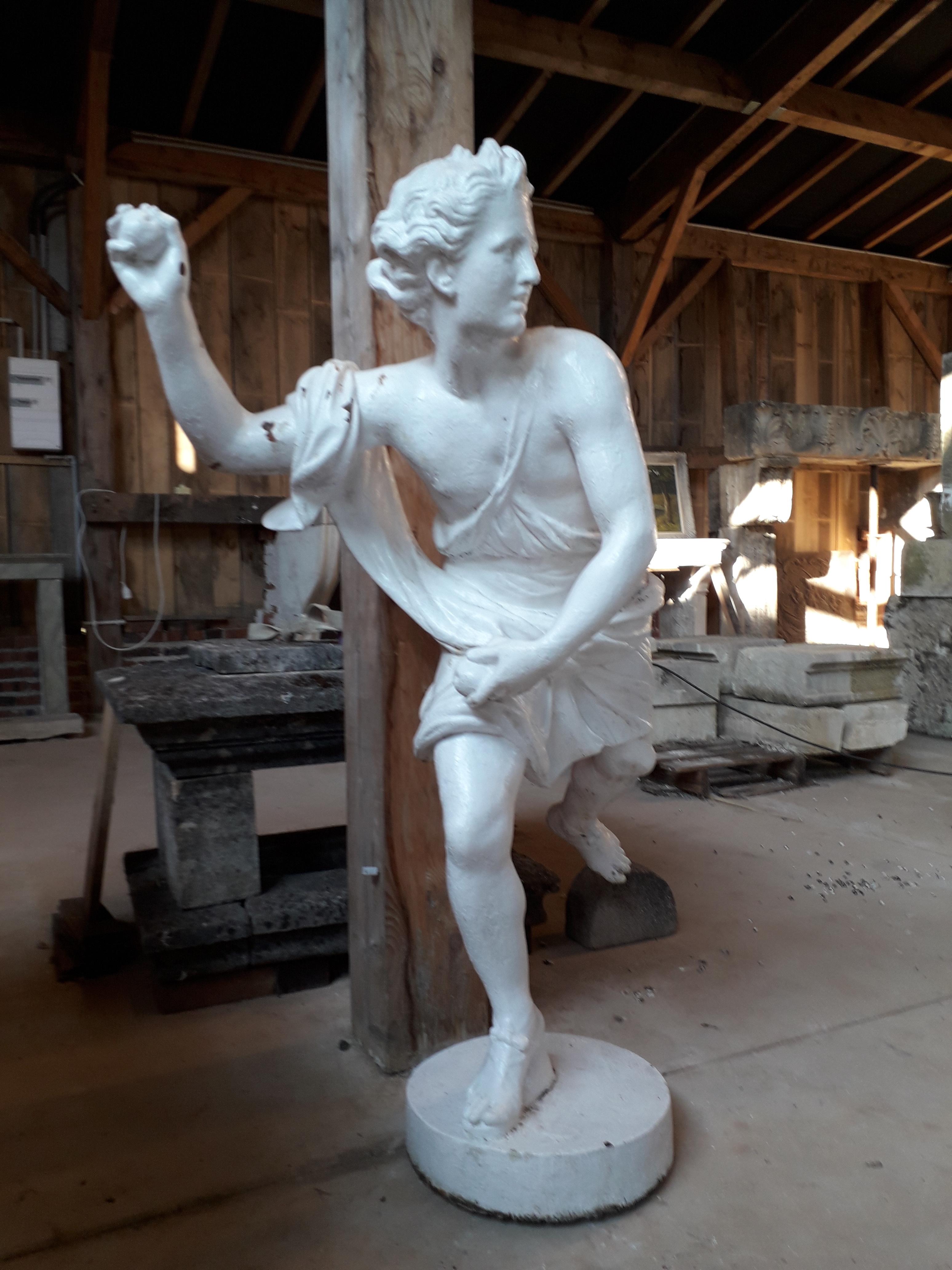 Ref 525 photo 24 statue lanceur de pommes fonte d art val d osne fin 19eme haut 1m30 8 