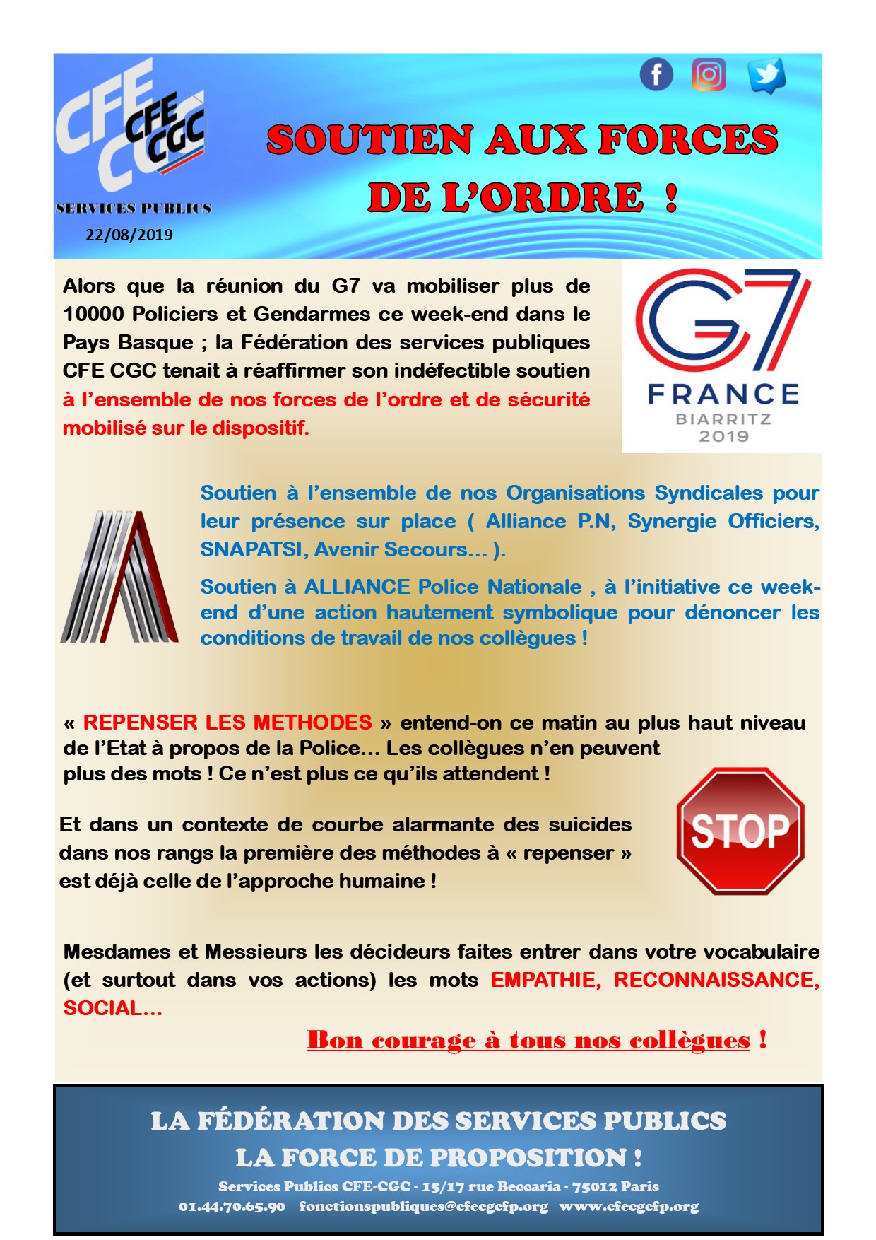 SOUTIEN AUX FORCES DE L'ORDRE !