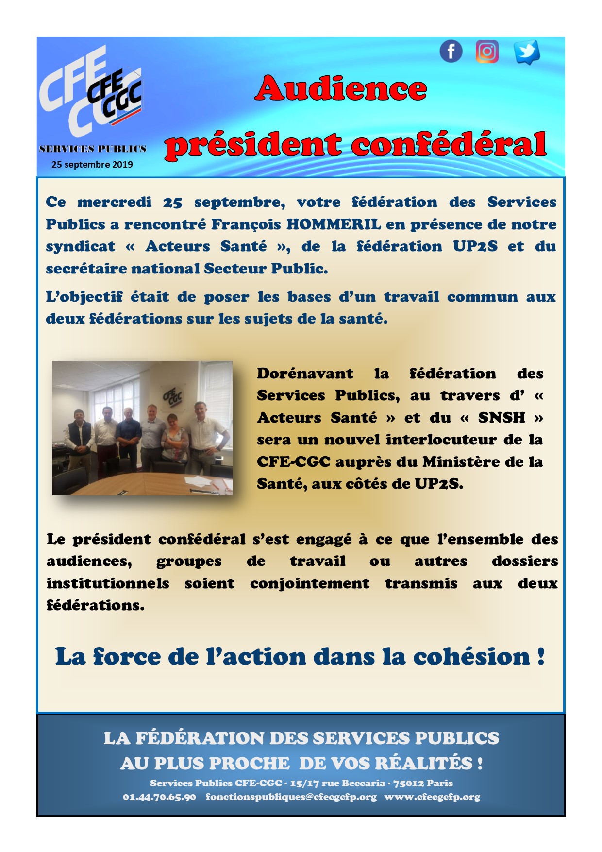 Audience président confédéral