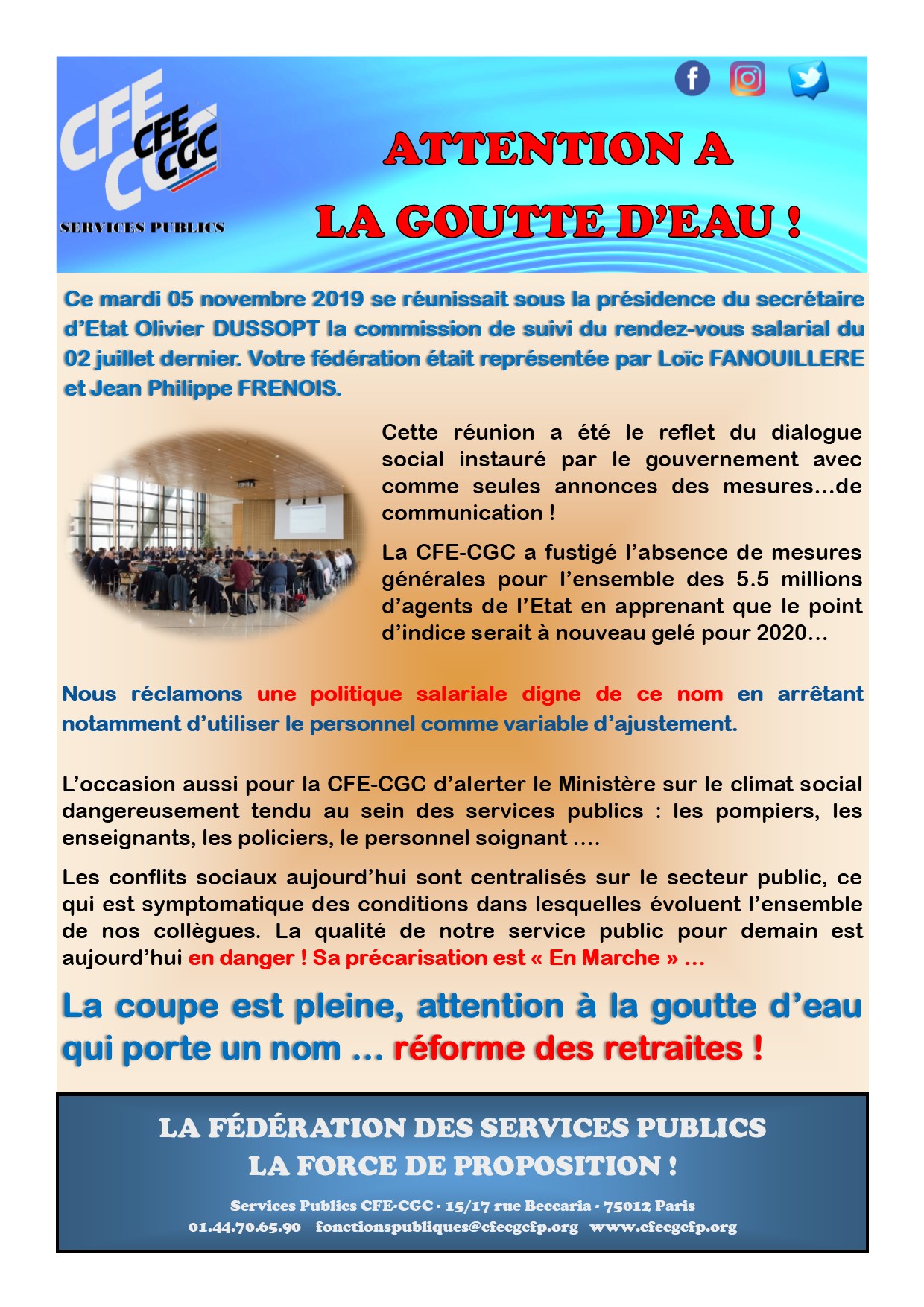 Rendez-vous salarial du 05 novembre 2019