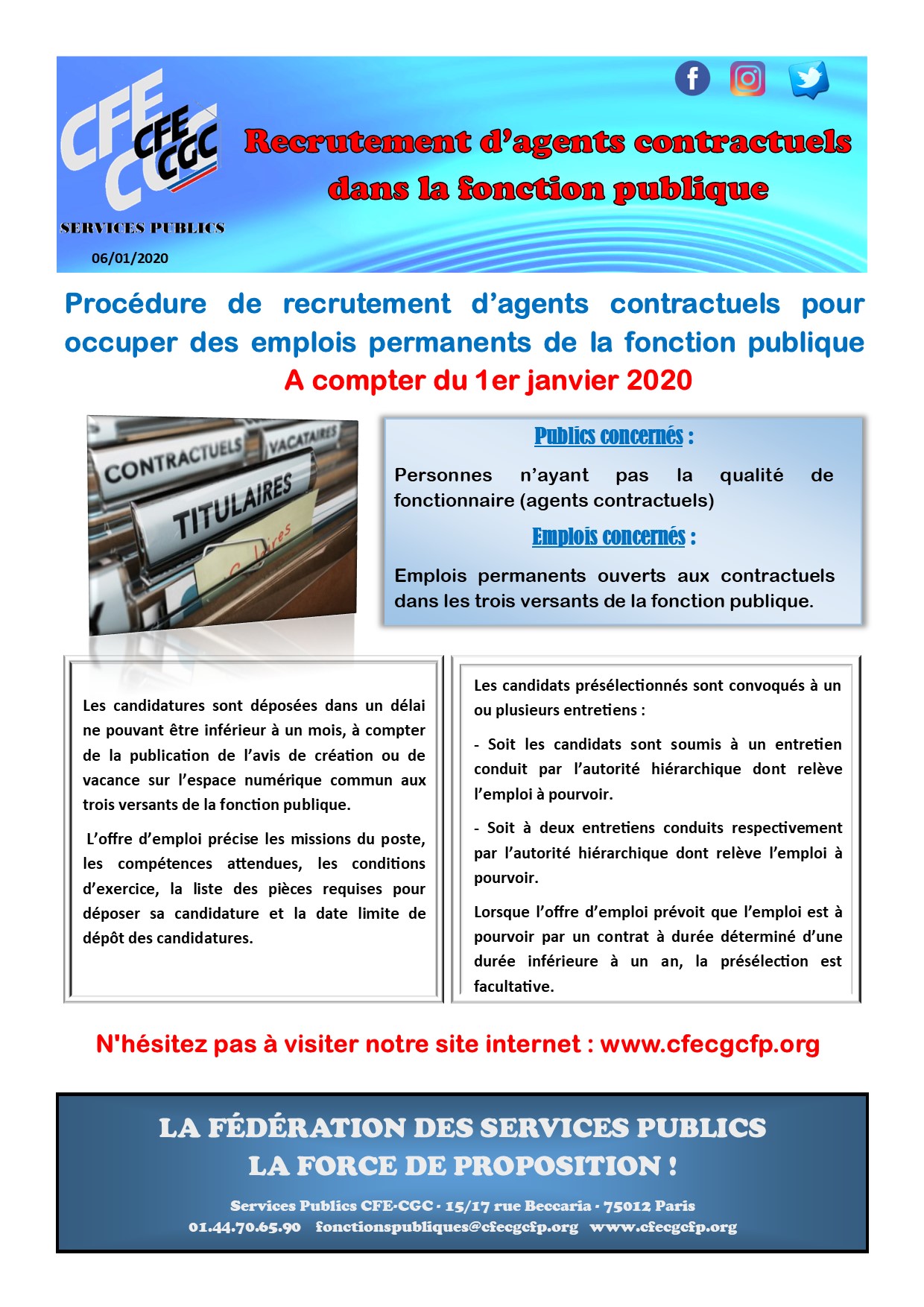 Recrutements d'agents contractuels dans la fonction publique