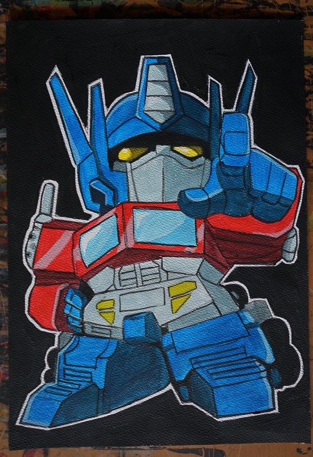 Bl peinture chibi transformers sur papier aquarelle format a4 300 g